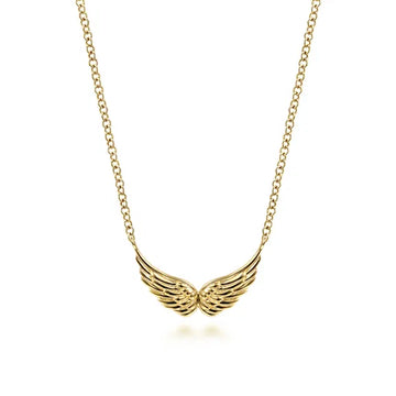 GABRIEL & CO- 14K Yellow Gold Angel Wings Necklace